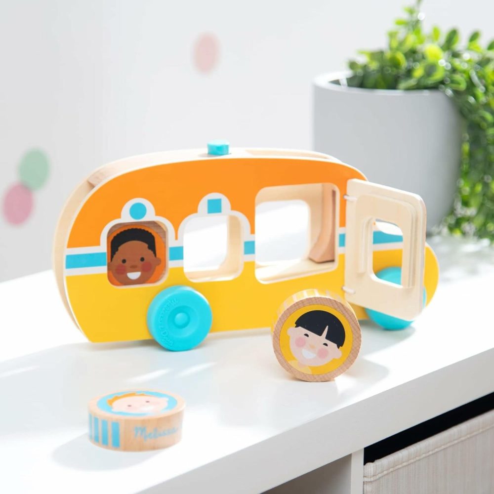 Go Tots Wooden Roll & Ride Bus With 3 Disks – Fsc Certified  |  Push & Pull Toys All Toys Push & Pull Toys