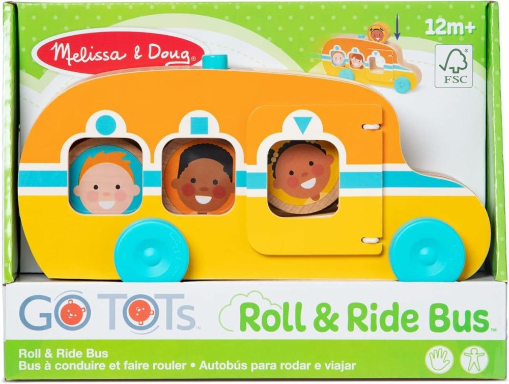 Go Tots Wooden Roll & Ride Bus With 3 Disks – Fsc Certified  |  Push & Pull Toys All Toys Push & Pull Toys