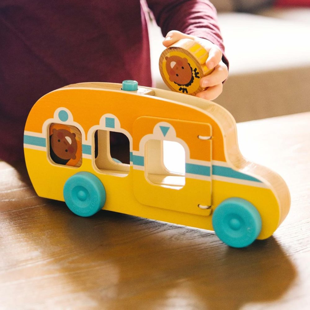 Go Tots Wooden Roll & Ride Bus With 3 Disks – Fsc Certified  |  Push & Pull Toys All Toys Push & Pull Toys