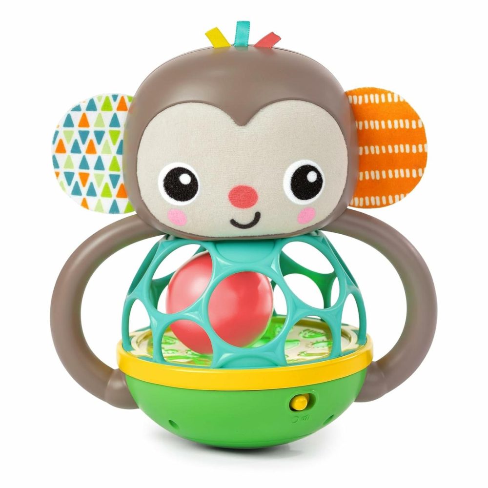 Grab & Giggle Monkey Light-Up Musical Rattle Toy With Easy-Grasp Oball  Ages 6 Months+  Unisex  |  Rattles & Plush Rings All Toys Brown Monkey