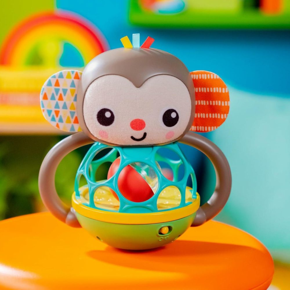 Grab & Giggle Monkey Light-Up Musical Rattle Toy With Easy-Grasp Oball  Ages 6 Months+  Unisex  |  Rattles & Plush Rings All Toys Brown Monkey