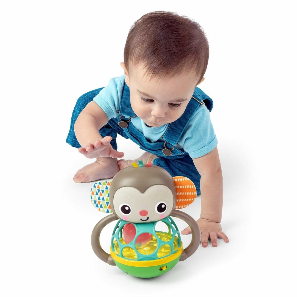 Grab & Giggle Monkey Light-Up Musical Rattle Toy With Easy-Grasp Oball  Ages 6 Months+  Unisex  |  Rattles & Plush Rings All Toys Brown Monkey