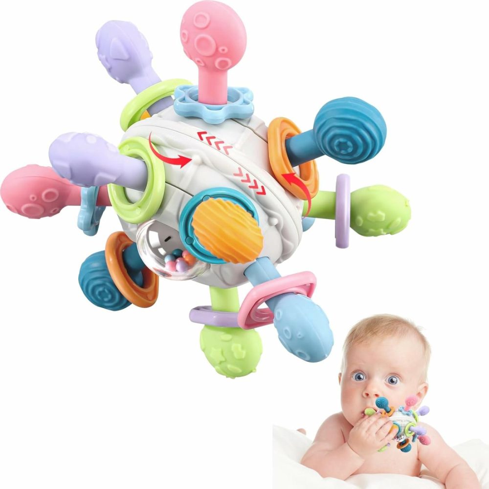 Grabbing Ball Baby Toy,Sensory Teething Teether Toys,Silicone Teething Ring  Motor Skills Toy  Montessori Early Educational Toy  Baby Rattle  Baby Gift For Babies 3-18 Months  |  Rattles & Plush Rings All Toys Rattles & Plush Rings