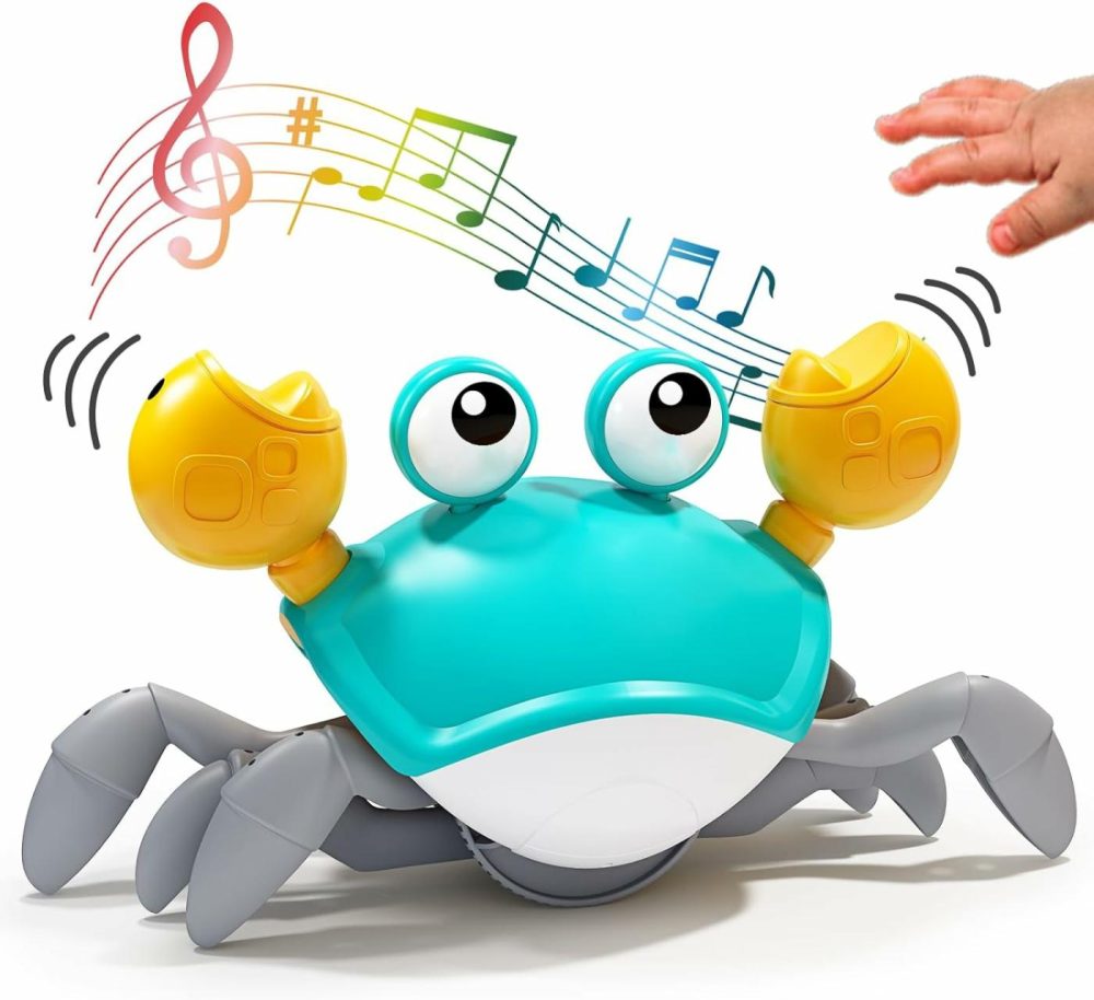 Green Crawling Crab Toys With Light Up  Interactive Musical Toy With Automatically Avoid Obstacles  Usb Rechargeable  Fun Moving Toy For Babies  Toddlers And Kids  |  Musical Toys All Toys