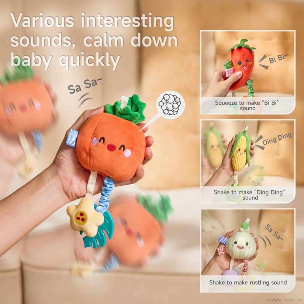 Hanging Baby Toys  4 Pack Vegetable Crib Stroller Baby Gym Mobile Plush Toys  Early Baby Cognitive Sensory Hanging Rattle Toys With Teether. Suitable For Babies 0  3  6  9  12 Months  |  Car Seat & Stroller Toys All Toys Car Seat & Stroller Toys