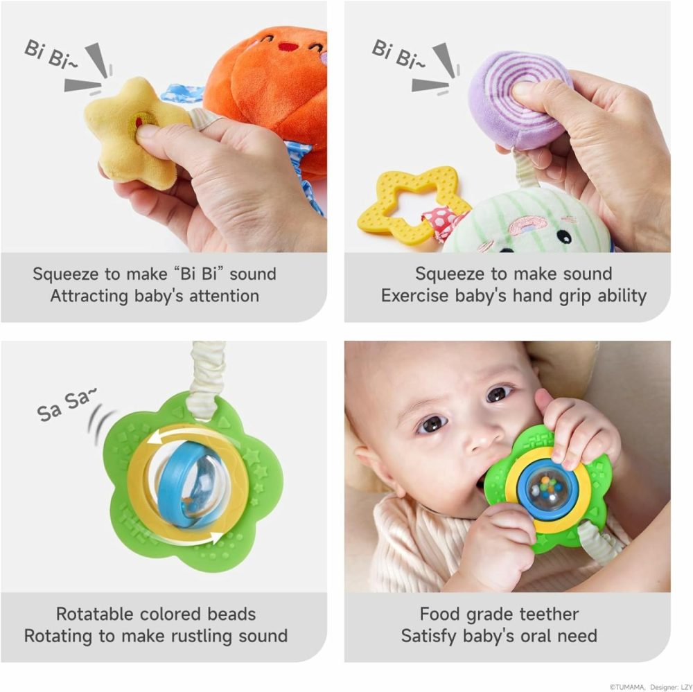 Hanging Baby Toys  4 Pack Vegetable Crib Stroller Baby Gym Mobile Plush Toys  Early Baby Cognitive Sensory Hanging Rattle Toys With Teether. Suitable For Babies 0  3  6  9  12 Months  |  Car Seat & Stroller Toys All Toys Car Seat & Stroller Toys