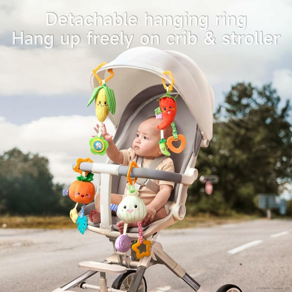 Hanging Baby Toys  4 Pack Vegetable Crib Stroller Baby Gym Mobile Plush Toys  Early Baby Cognitive Sensory Hanging Rattle Toys With Teether. Suitable For Babies 0  3  6  9  12 Months  |  Car Seat & Stroller Toys All Toys Car Seat & Stroller Toys