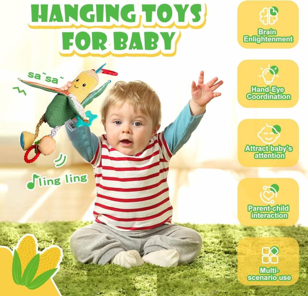 Hanging Rattles Toys  Car Seat Toys For Babies 0-6 Months  Newborn Crib Toys Sensory Corn Soft Stuff Baby Stroller Toys With Crinkle  Squeaky & Teether For Babies Boys Girls 0 3 6 9 To 12 Months  |  Car Seat & Stroller Toys All Toys Car Seat & Stroller Toys