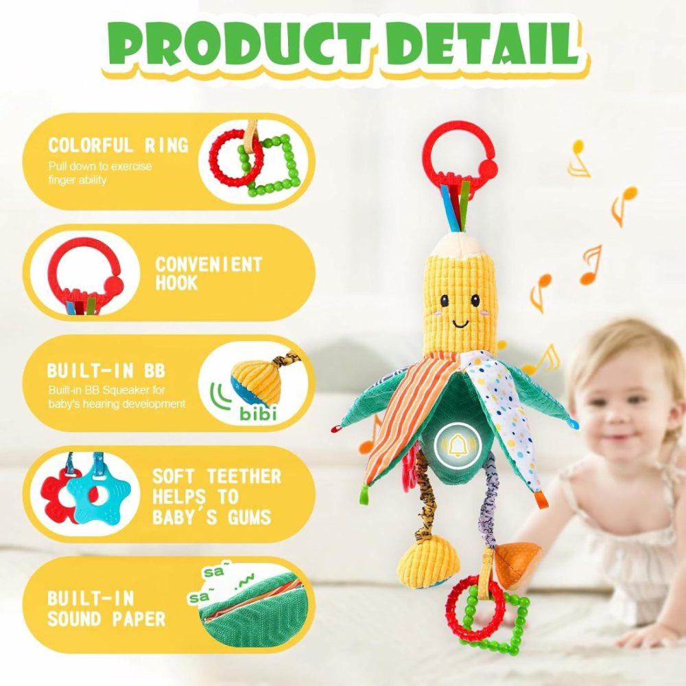 Hanging Rattles Toys  Car Seat Toys For Babies 0-6 Months  Newborn Crib Toys Sensory Corn Soft Stuff Baby Stroller Toys With Crinkle  Squeaky & Teether For Babies Boys Girls 0 3 6 9 To 12 Months  |  Car Seat & Stroller Toys All Toys Car Seat & Stroller Toys