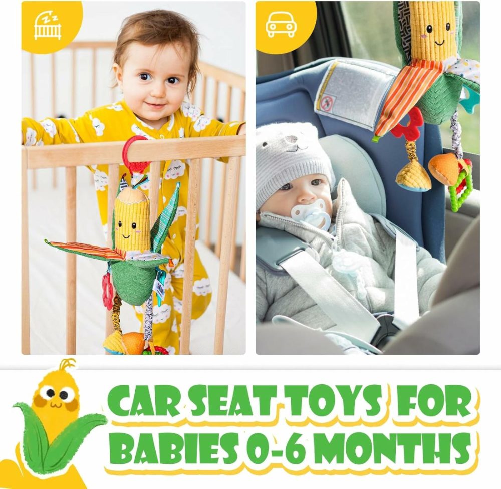 Hanging Rattles Toys  Car Seat Toys For Babies 0-6 Months  Newborn Crib Toys Sensory Corn Soft Stuff Baby Stroller Toys With Crinkle  Squeaky & Teether For Babies Boys Girls 0 3 6 9 To 12 Months  |  Car Seat & Stroller Toys All Toys Car Seat & Stroller Toys