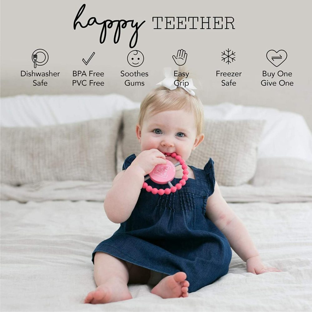 Happy Teether For Girls– Soft & Easy Grip Baby Girl Teether Toy  Silicone Teether Ring To Help Soothe Gums  Non-Toxic And Bpa Free  Little Sis  |  Teethers All Toys Little Sis