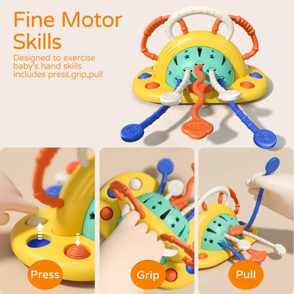 High Chair Toys With Suction Cup  Montessori Toys For 1 Year Old,Sensory Toys For Fine Motor Skills,Food Grade Silicone Pull String Activity Toy Gift For Baby Infant Toddlers  |  Push & Pull Toys All Toys Push & Pull Toys