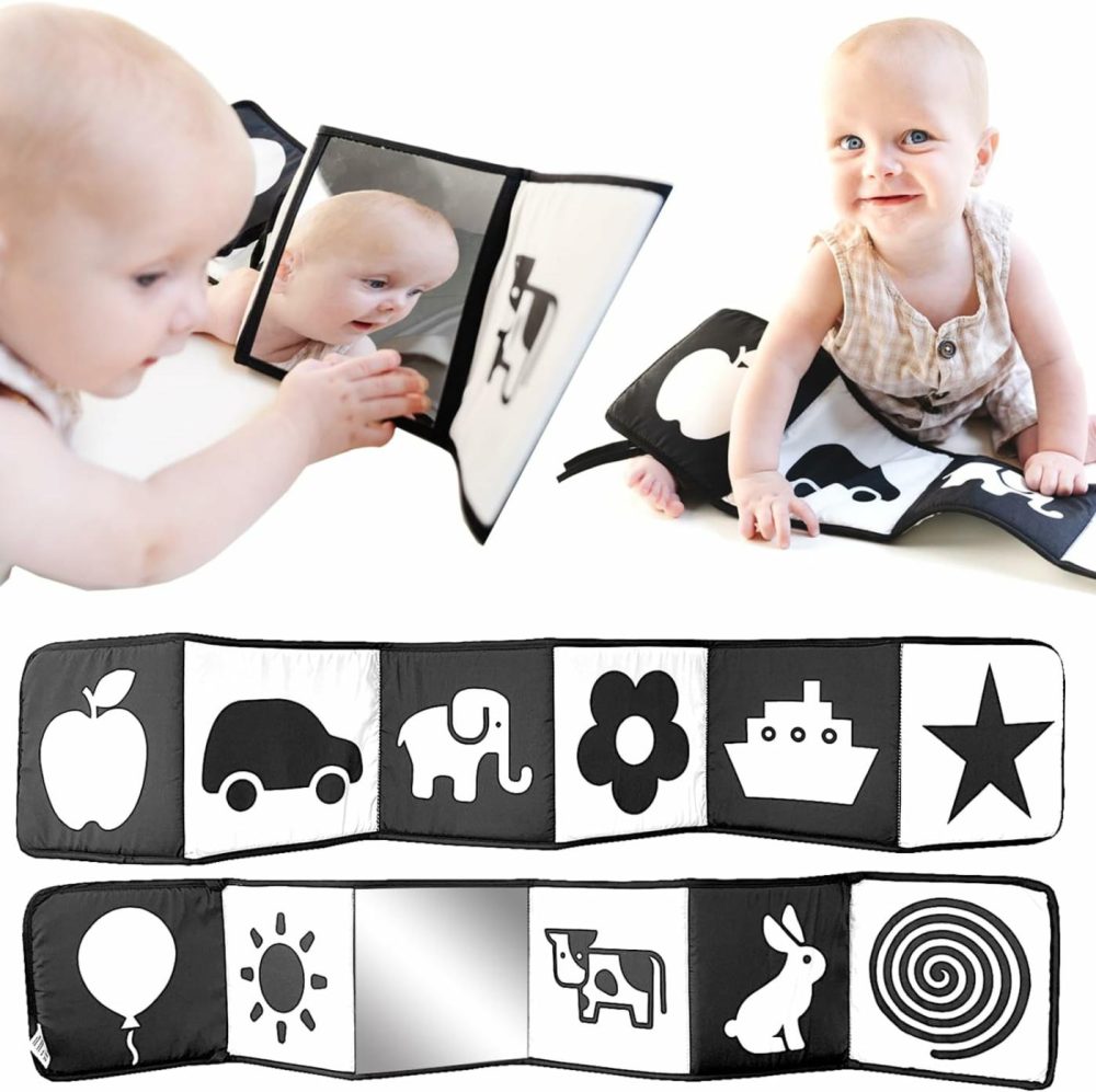 High Contrast Baby Toys For Newborn Black And White Baby Toys 0-3 Months Baby Books 0-6 Months High Contrast Baby Book Tummy Time Mirror Newborn Toys Contrast Toys For Infants 0-6 Months  |  Mirrors All Toys Black & White Soft Book