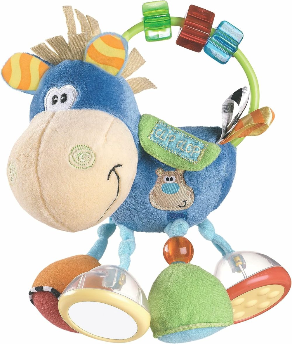 Horse Soft Baby Toys 3-6-12 Months Developmental  3+ Months Rattles Teething Toys For Babies  Newborn & Infant Sensory Non-Toxic Plush Baby Rattle For Boy Girl With Clip Clop Activity Gift  |  Rattles & Plush Rings All Toys Blue