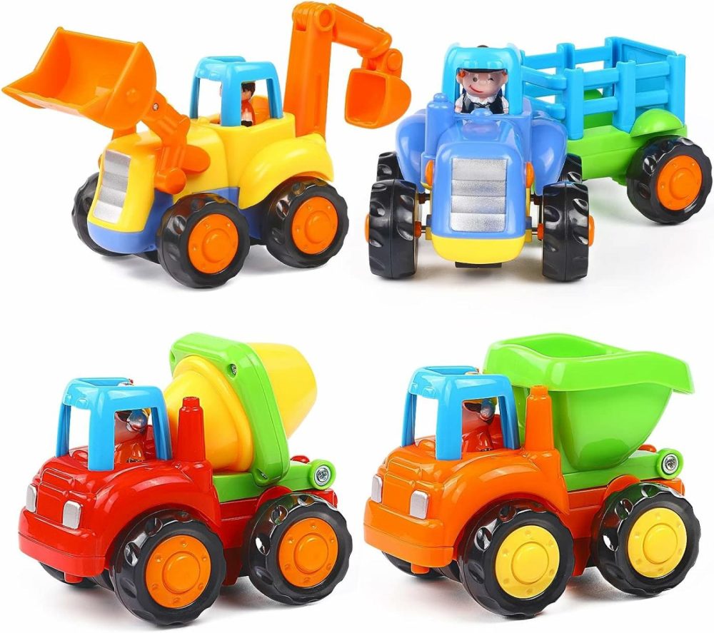 Inertia Toy Early Educational Toddler Baby Toy Friction Powered Cars Push And Go Cars Tractor Bulldozer Dumper Cement Mixer Engineering Vehicles Toys For Children Boys Girls Kids Gift 4Pcs  |  Push & Pull Toys All Toys Push & Pull Toys