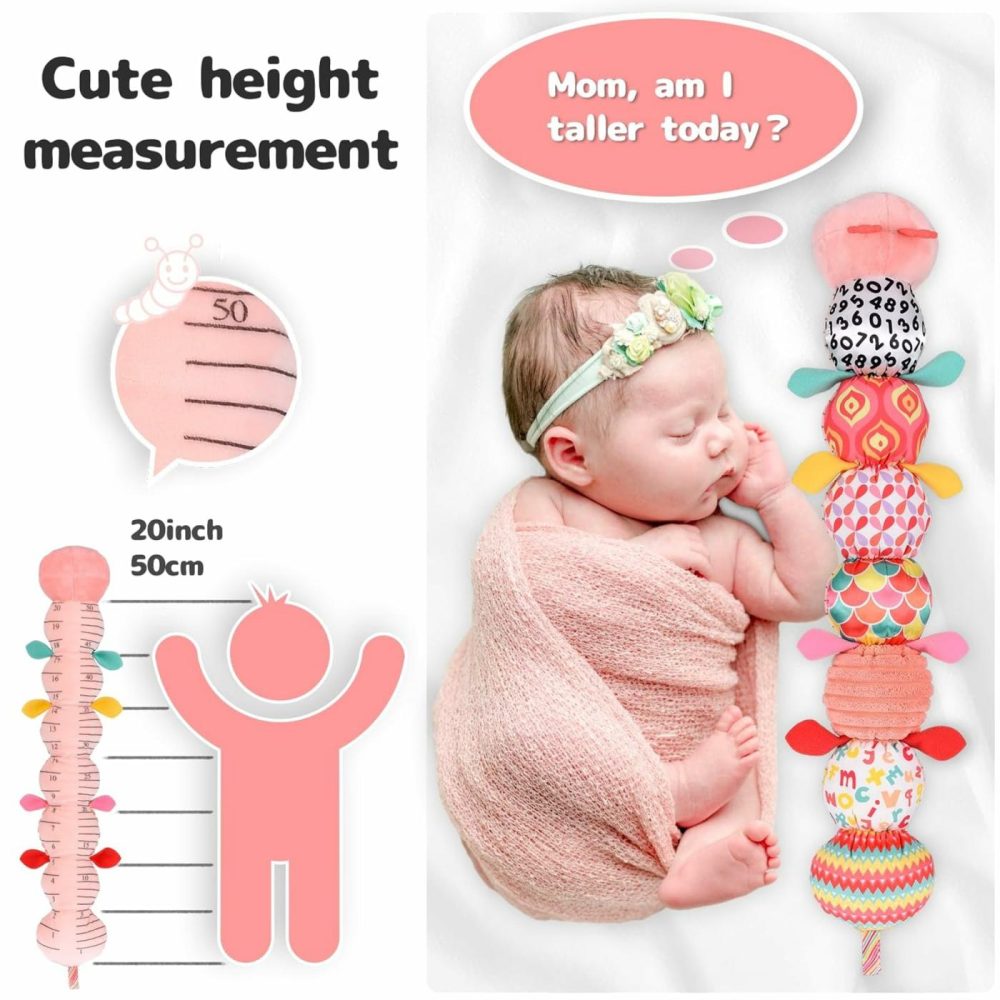 Infant Baby Musical Stuffed Animal Activity Soft Toys With Multi-Sensory Crinkle  Rattle And Textures For 0-3-6-12 Months Developmental Toys  Caterpillar  Pink  |  Rattles & Plush Rings All Toys Pink - Caterpillar