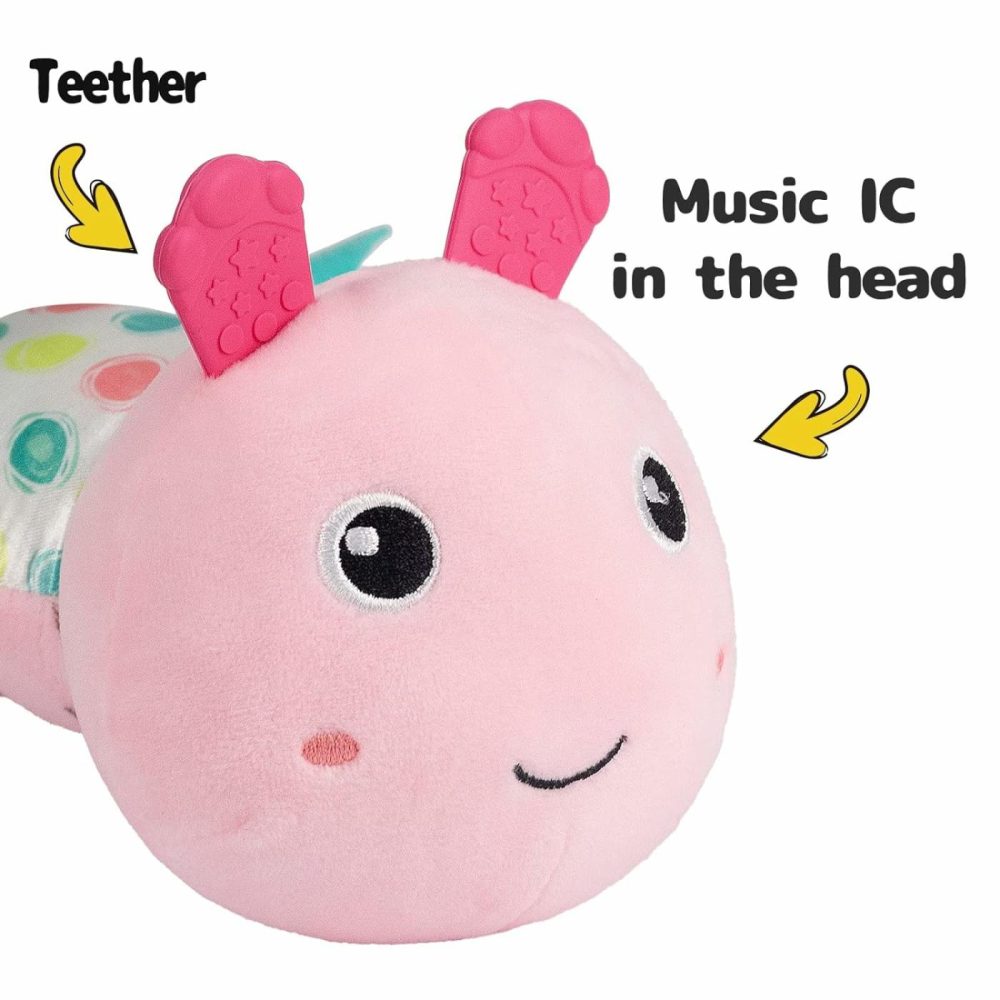 Infant Baby Musical Stuffed Animal Activity Soft Toys With Multi-Sensory Crinkle  Rattle And Textures  For Tummy Time Newborn 0-3-6-12 Months Girls  Caterpillar  Pink  |  Rattles & Plush Rings All Toys Pink - Caterpillar