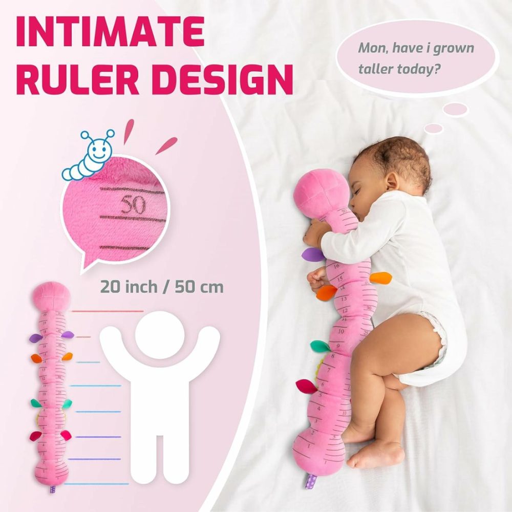 Infant Baby Musical Stuffed Animal Toys For 0-3-6-12 Months,Multi Sensory Toys With Crinkle And Rattles  Tummy Time Toys For Newborn Boys Girls  Caterpillar  Pink  |  Rattles & Plush Rings All Toys Pink - Caterpillar