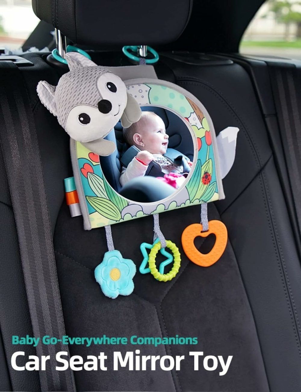 Infant Car Seat Toy – Kick And Play Activity Center With Mirror  Teether And Crinkle Paper  Fun Travel Baby Toy For Rear Car Seat  Easier Drive With Newborns  Babies  |  Mirrors All Toys Caterpillar