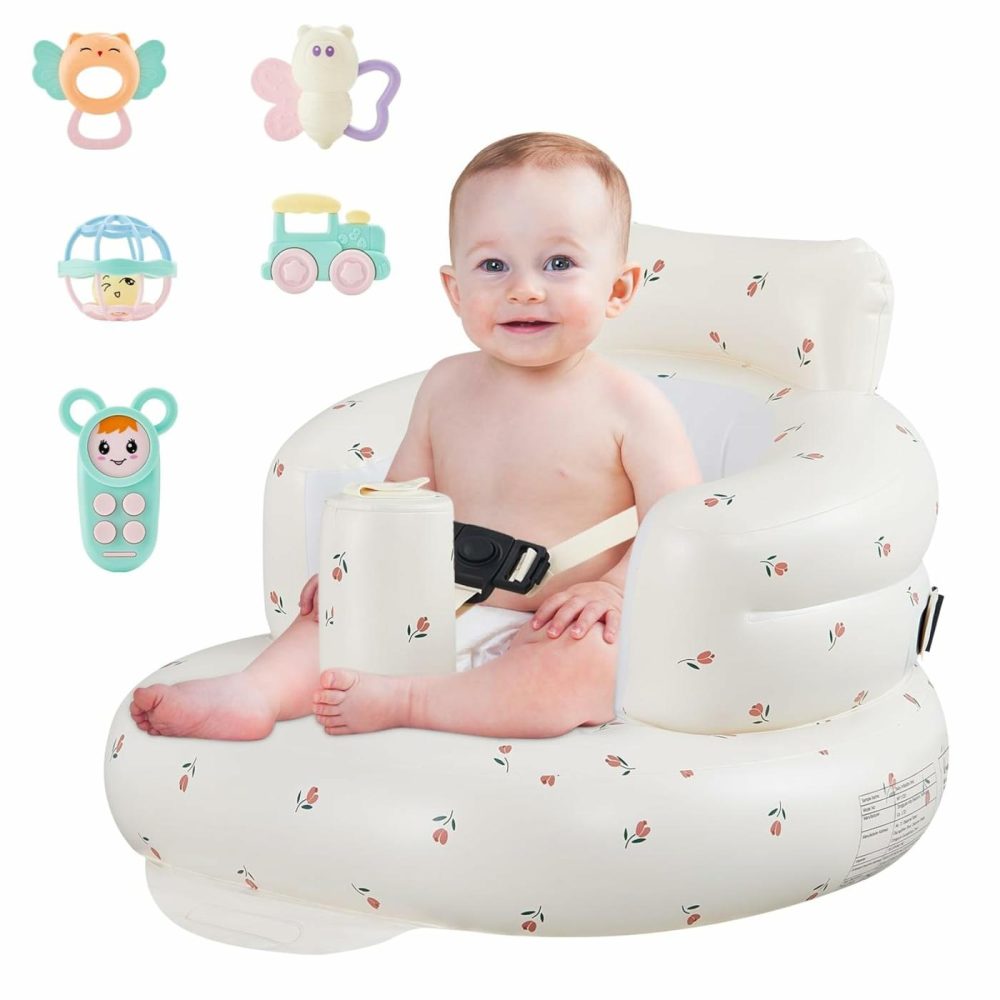 Inflatable Infant Seat  Sit-Stand Infant Floor Seat – Built-In Air Pump – 3-Point Adjustable Harness Harness Infant Seat  Portable Infant Seat，Baby Bath Seat，Suitable For 3-36 Months  |  Baby & Toddler Toys All Toys Baby & Toddler Toys