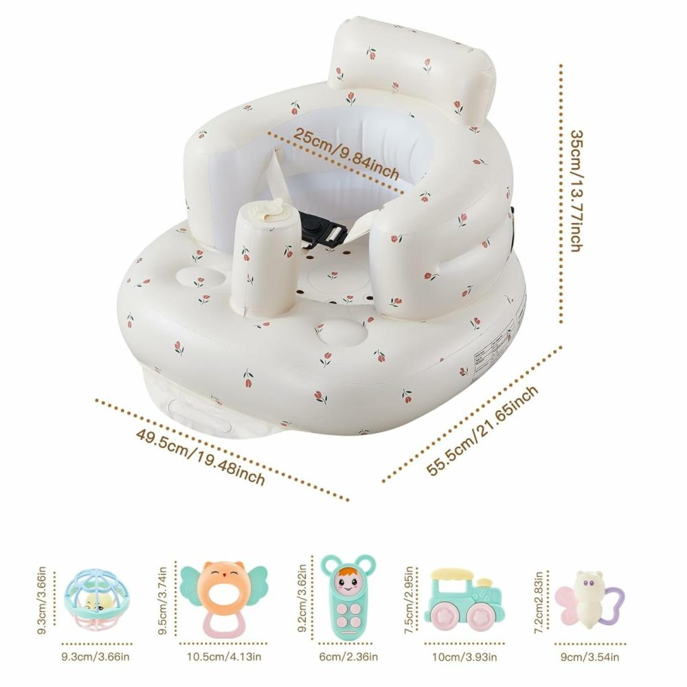 Inflatable Infant Seat  Sit-Stand Infant Floor Seat – Built-In Air Pump – 3-Point Adjustable Harness Harness Infant Seat  Portable Infant Seat，Baby Bath Seat，Suitable For 3-36 Months  |  Baby & Toddler Toys All Toys Baby & Toddler Toys