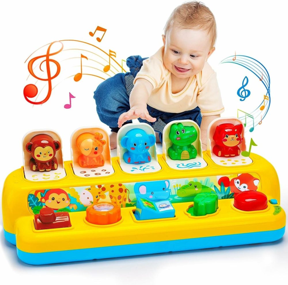 Interactive Pop Up Animal Toys With Music & Light  Montessori Cause And Effect Toys For 1 Year Old Boy Girl Early Learning Musical Baby Toys 9-12-18 Months Stem Toddler Toys Age 1-2 Gift For Infant  |  Musical Toys All Toys