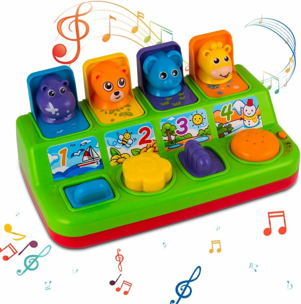 Interactive Pop Up Animals Toy With Music  Animal Sound  Activity Toys For Ages 9-12 – 18 Months &1 Year Old Kids  Babies  Toddlers  Boys & Girls  |  Musical Toys All Toys