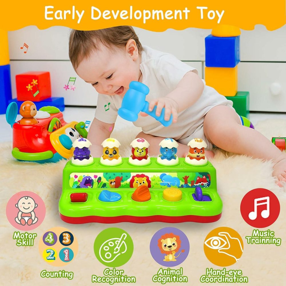 Interactive Pop Up Animals Toy With Music & Light  Animal Sound  Hammer  Baby Toys 12-18 Months 9+ Months  Cause And Effect Toys For 1 Year Old Boy Girl Toddler Toys Age 1-2 Baby Musical Toys  |  Musical Toys All Toys