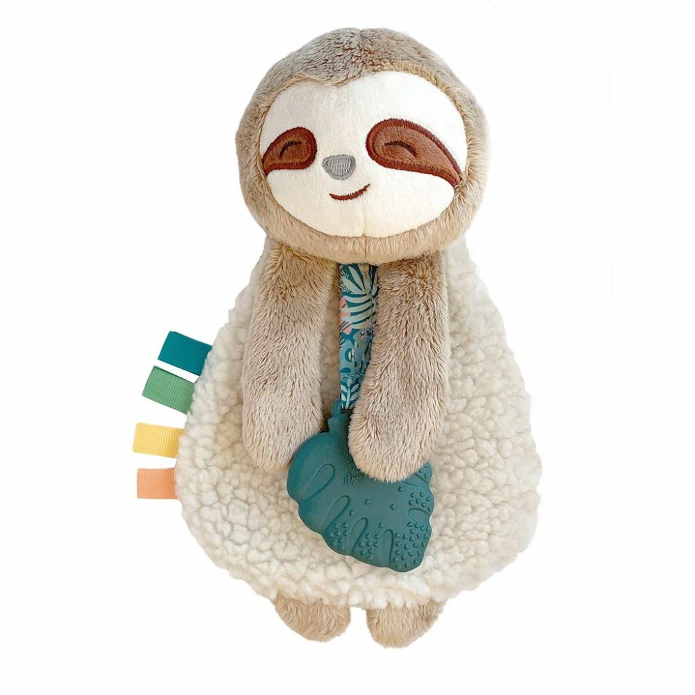 Itzy Lovey Including Teether – Baby Lovey With Teether  Textured Ribbons & Dangle Arms – Features Crinkle Sound  Sherpa Fabric And Minky Plush (Sloth)  |  Teethers All Toys Sloth