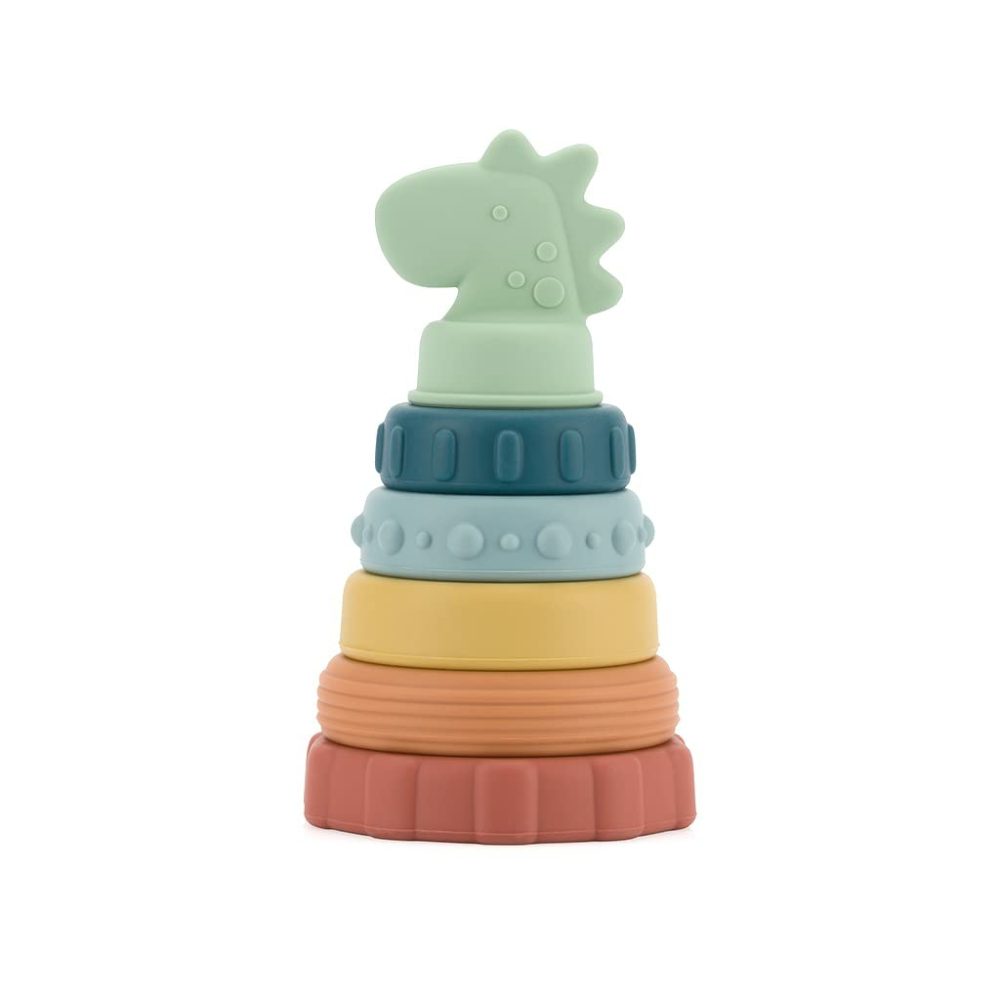 Itzy Stacker Silicone Stacking And Teething Toy  Dinosaur (Stack8449)  |  Teethers All Toys Dinosaur