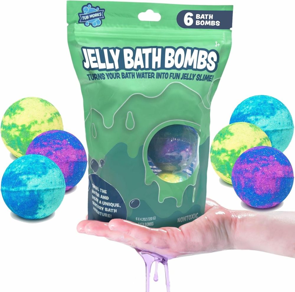 Jelly Bath Slime Bombs  6 Pack | Bath Bombs For Kids That Turn Bath Water Into Colorful Jelly Slime | Nontoxic | Unique Kids Bath Bombs With Surprise Slime Texture | Sensory Fun Bath Toys  |  Bath Toys All Toys Bath Toys