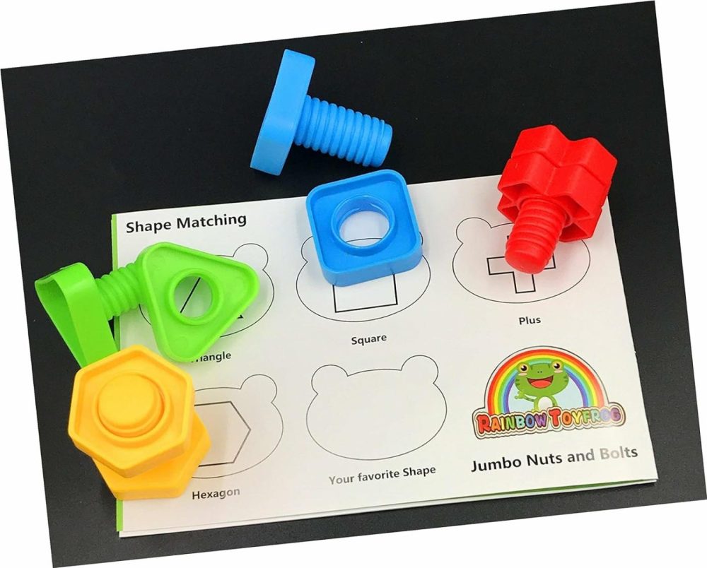 Jumbo Nuts And Bolts Toddler Toys – 40 Busy Bolts With Storage Tote & Book – Toddler & Baby Occupational Therapy Toys – Develop Fine Motor Skills Through Play  |  Sorting & Stacking Toys All Toys Sorting & Stacking Toys