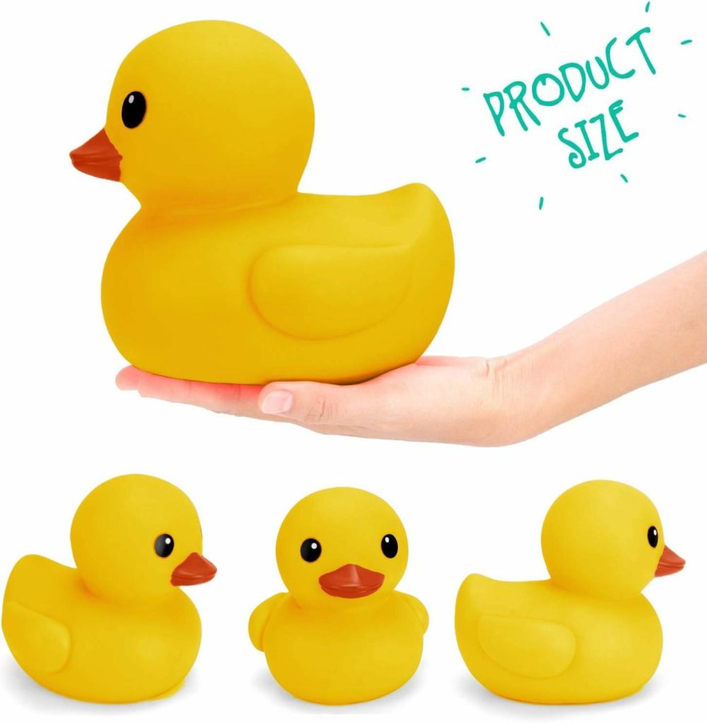 Jumbo Rubber Duck Bath Toy – Giant Ducks Big Duckie Baby Shower Birthday Party Favors 8-Inches (Yellow)  |  Bath Toys All Toys Bath Toys