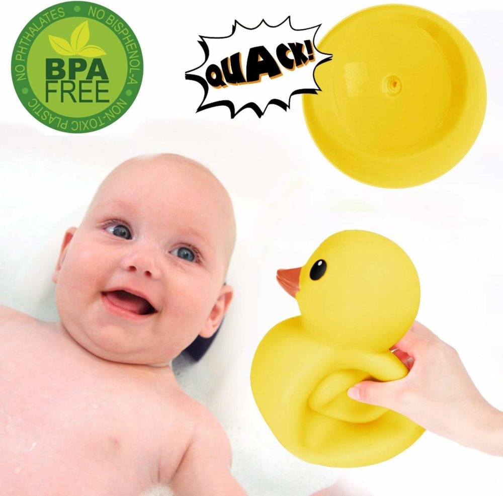 Jumbo Rubber Duck Bath Toy – Giant Ducks Big Duckie Baby Shower Birthday Party Favors 8-Inches (Yellow)  |  Bath Toys All Toys Bath Toys