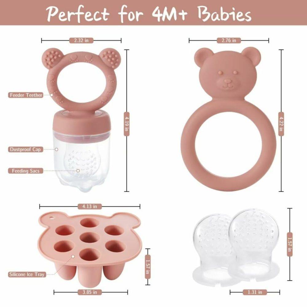 Keert Baby Breastmilk Popsicle Molds With Baby Food Feeder For Teething Relief  Silicone Fruit Feeder Pacifier Food Freezer Tray For Babies Feeding  Teether Toy  |  Teethers All Toys Pink