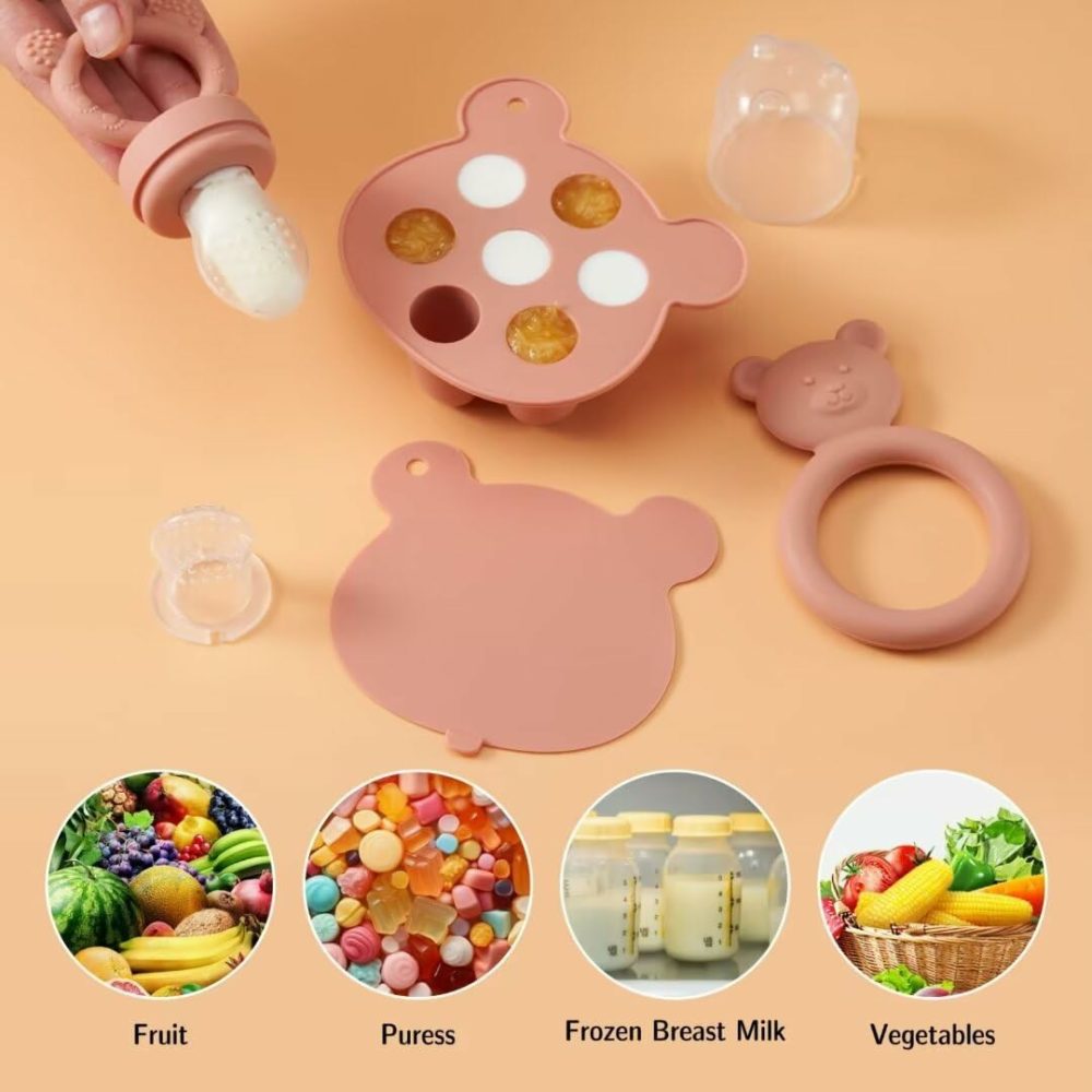 Keert Baby Breastmilk Popsicle Molds With Baby Food Feeder For Teething Relief  Silicone Fruit Feeder Pacifier Food Freezer Tray For Babies Feeding  Teether Toy  |  Teethers All Toys Pink