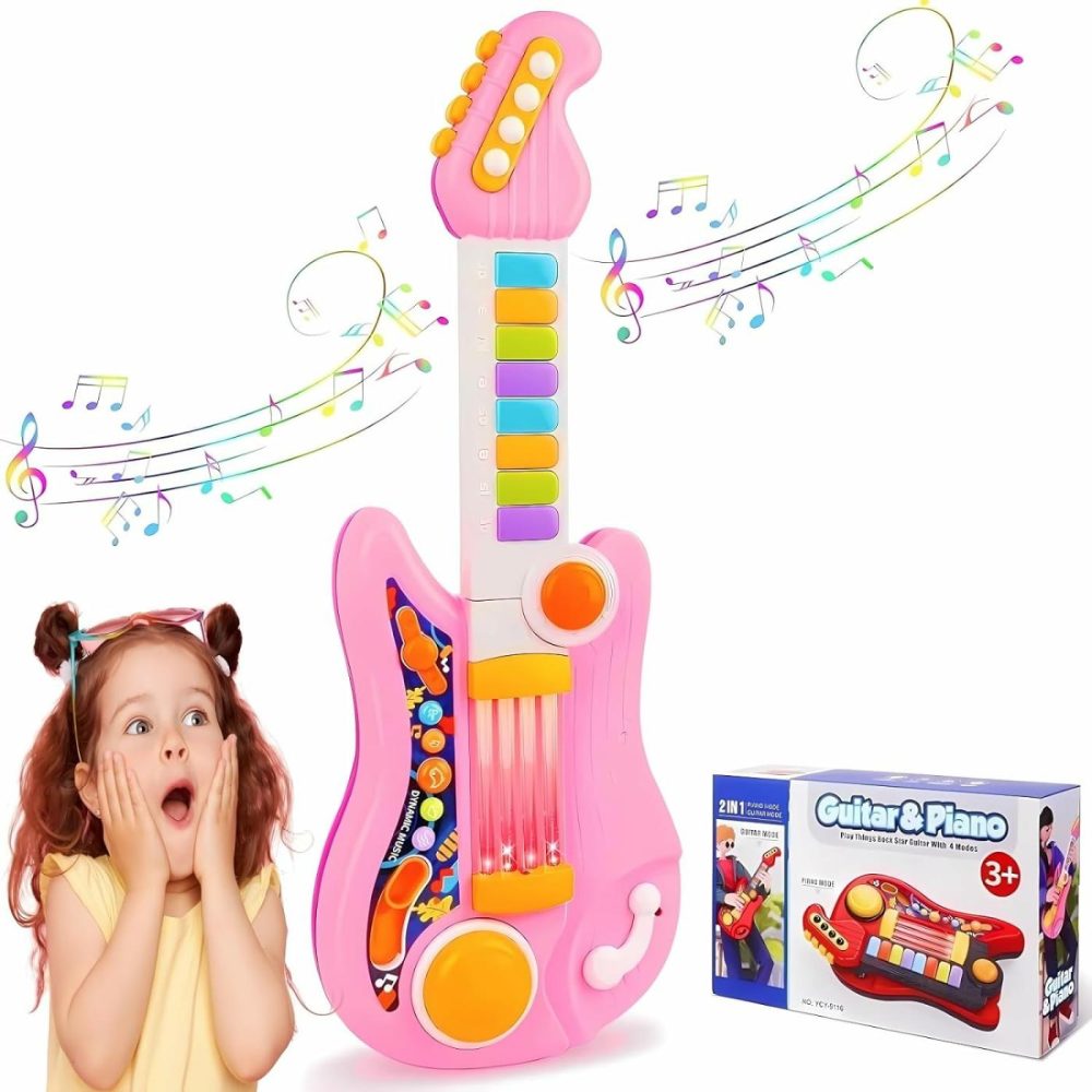 Kids Guitar   Kids Electric Guitar Toy Toddler Guitar With Piano Mode Baby Guitar Children Guitar With Strap And Lights Ideal For 3+ Year Old Boys Girls Birthday  |  Musical Toys All Toys