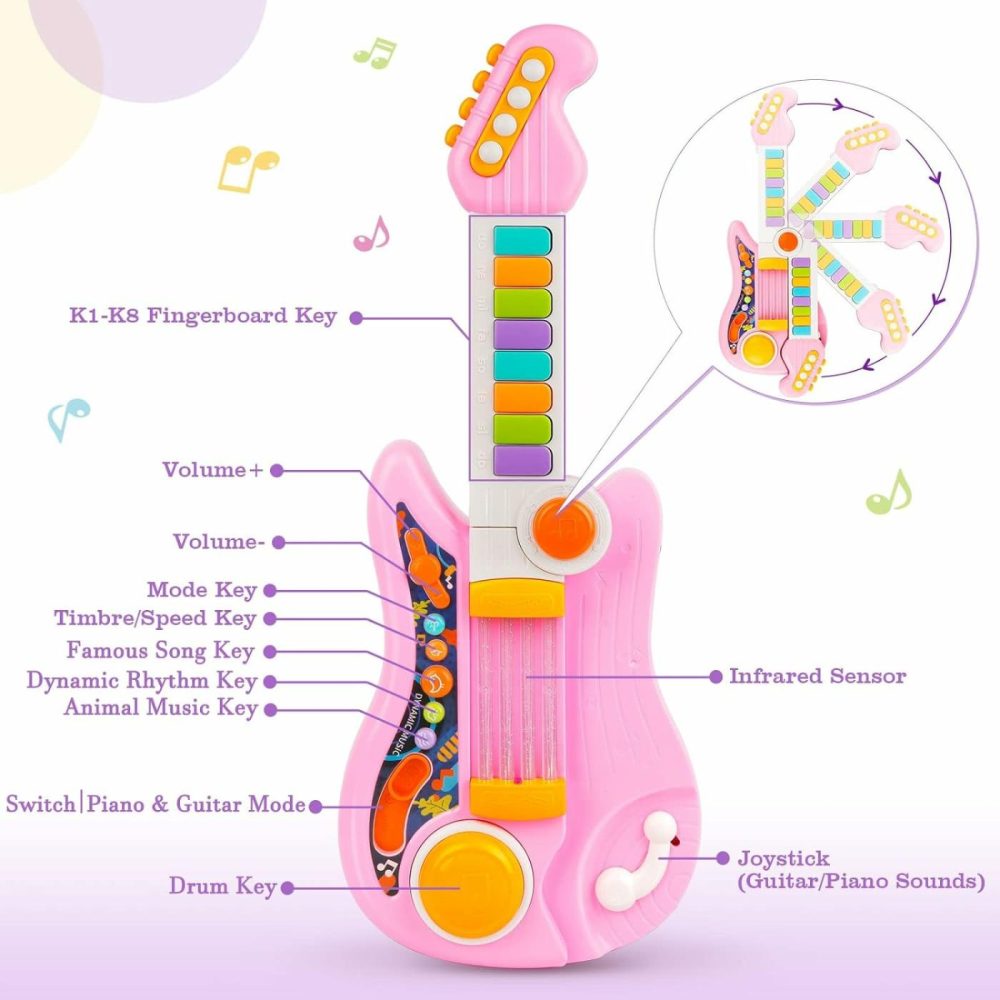 Kids Guitar   Kids Electric Guitar Toy Toddler Guitar With Piano Mode Baby Guitar Children Guitar With Strap And Lights Ideal For 3+ Year Old Boys Girls Birthday  |  Musical Toys All Toys