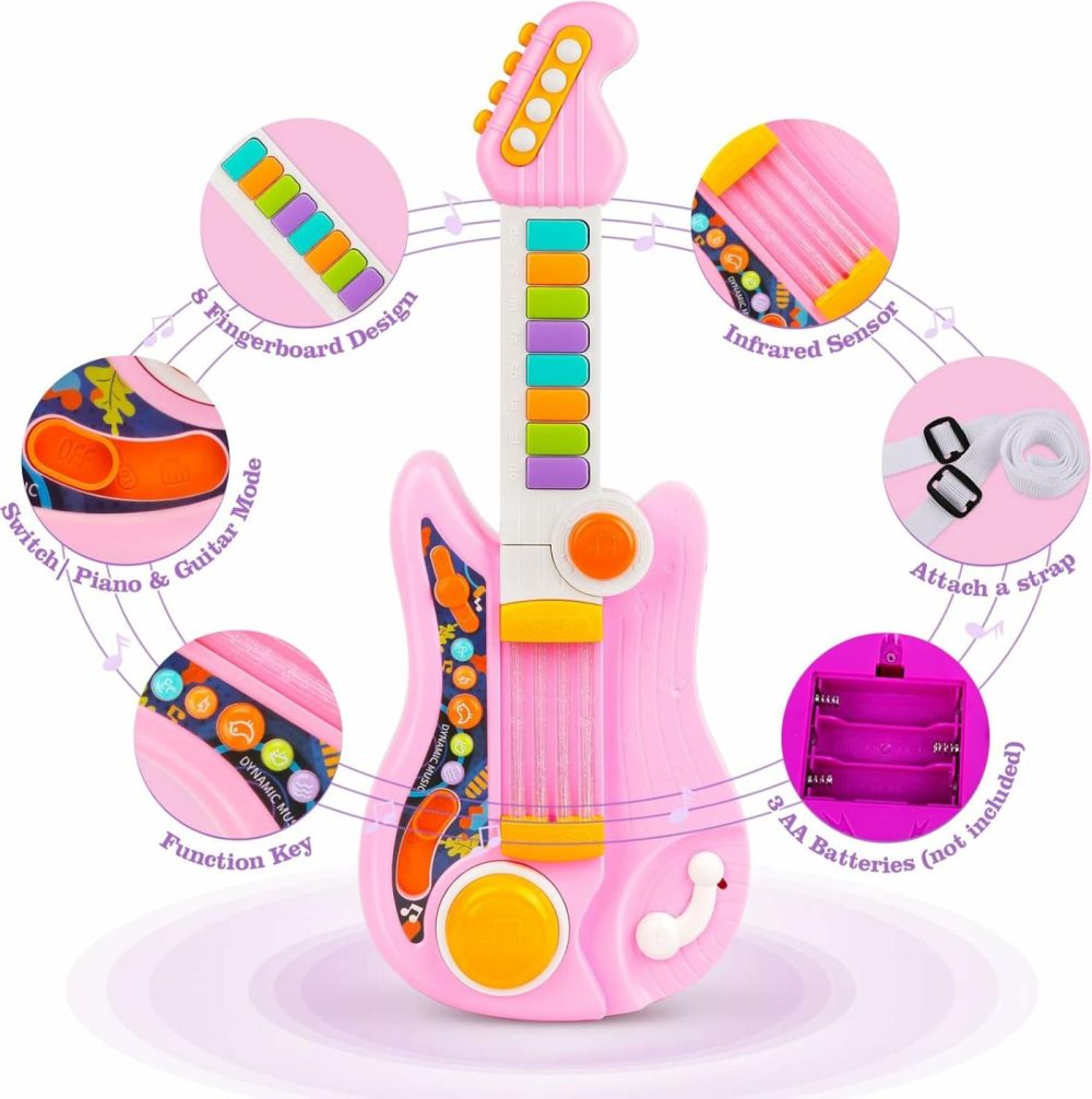 Kids Guitar   Kids Electric Guitar Toy Toddler Guitar With Piano Mode Baby Guitar Children Guitar With Strap And Lights Ideal For 3+ Year Old Boys Girls Birthday  |  Musical Toys All Toys