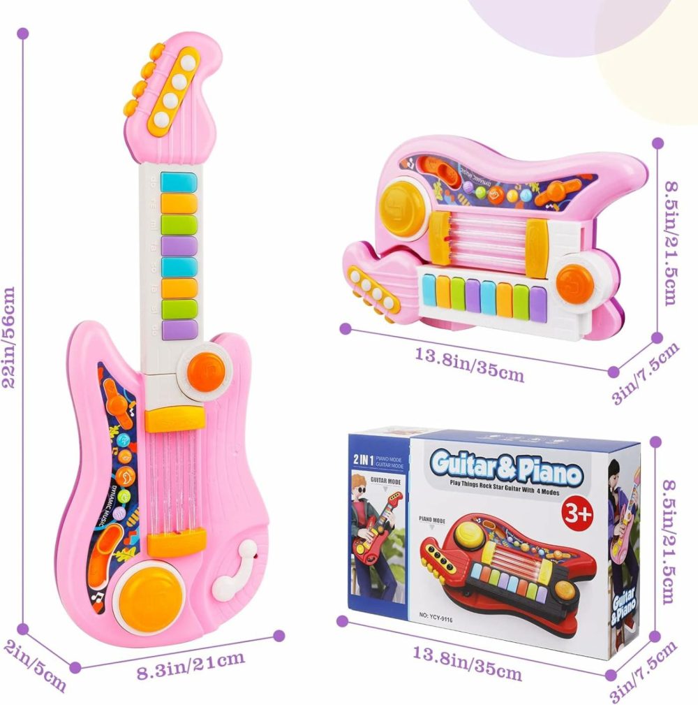 Kids Guitar   Kids Electric Guitar Toy Toddler Guitar With Piano Mode Baby Guitar Children Guitar With Strap And Lights Ideal For 3+ Year Old Boys Girls Birthday  |  Musical Toys All Toys