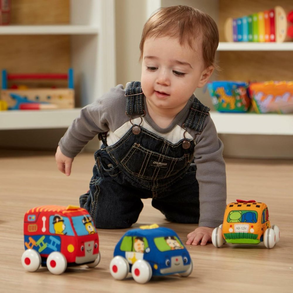 Kids Pull-Back Vehicle Set – Soft Baby Toy Set With 4 Cars And Trucks And Carrying Case Pull Back Cars  Soft Vehicles Toys For Babies And Toddlers  |  Trucks All Toys Trucks