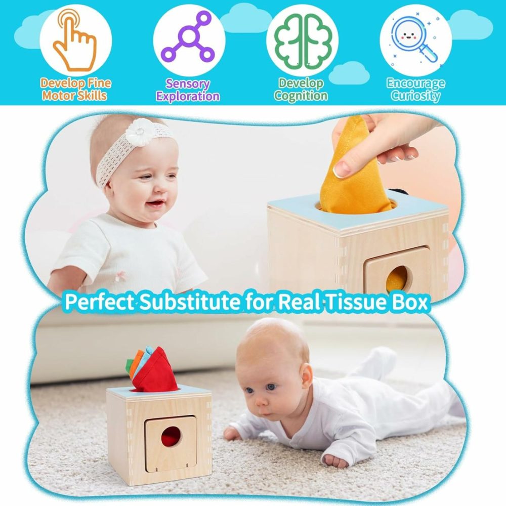 Kids Toddler Toys  Montessori Baby Toys 0-6-12 Months  1 Year Old Wooden Baby Tissue Box Toy For Educational Learning With Cloth Tissues  Boys & Girls Gifts For Birthday Christmas Children Day  |  Sorting & Stacking Toys All Toys Sorting & Stacking Toys