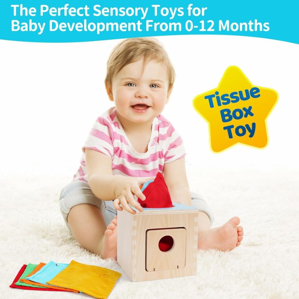 Kids Toddler Toys  Montessori Baby Toys 0-6-12 Months  1 Year Old Wooden Baby Tissue Box Toy For Educational Learning With Cloth Tissues  Boys & Girls Gifts For Birthday Christmas Children Day  |  Sorting & Stacking Toys All Toys Sorting & Stacking Toys