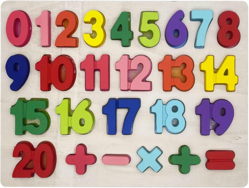 Kids Wooden 1-20 Number Chunky Puzzle Board Toys – Preschool Early Learning Toys 220X300X10Mm (Numbers Puzzle)  |  Sorting & Stacking Toys All Toys Sorting & Stacking Toys