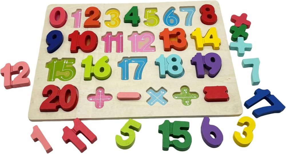 Kids Wooden 1-20 Number Chunky Puzzle Board Toys – Preschool Early Learning Toys 220X300X10Mm (Numbers Puzzle)  |  Sorting & Stacking Toys All Toys Sorting & Stacking Toys