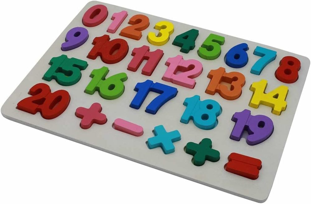 Kids Wooden 1-20 Number Chunky Puzzle Board Toys – Preschool Early Learning Toys 220X300X10Mm (Numbers Puzzle)  |  Sorting & Stacking Toys All Toys Sorting & Stacking Toys