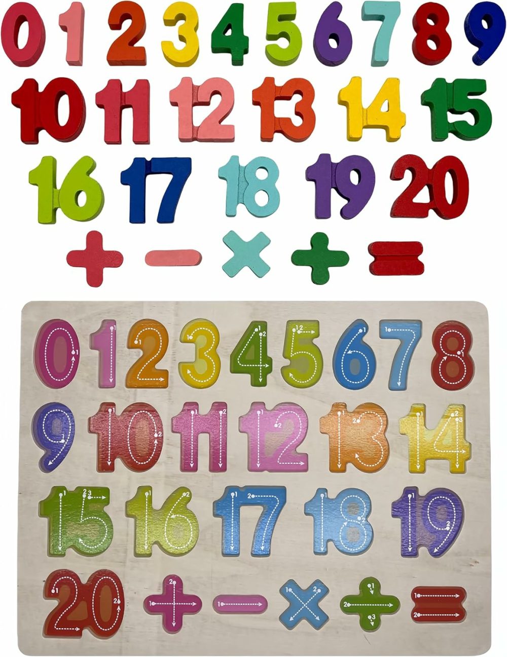 Kids Wooden 1-20 Number Chunky Puzzle Board Toys – Preschool Early Learning Toys 220X300X10Mm (Numbers Puzzle)  |  Sorting & Stacking Toys All Toys Sorting & Stacking Toys