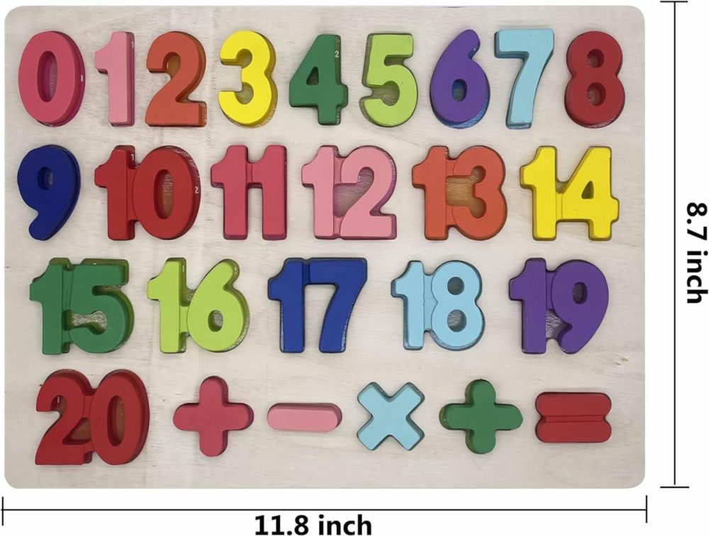 Kids Wooden 1-20 Number Chunky Puzzle Board Toys – Preschool Early Learning Toys 220X300X10Mm (Numbers Puzzle)  |  Sorting & Stacking Toys All Toys Sorting & Stacking Toys