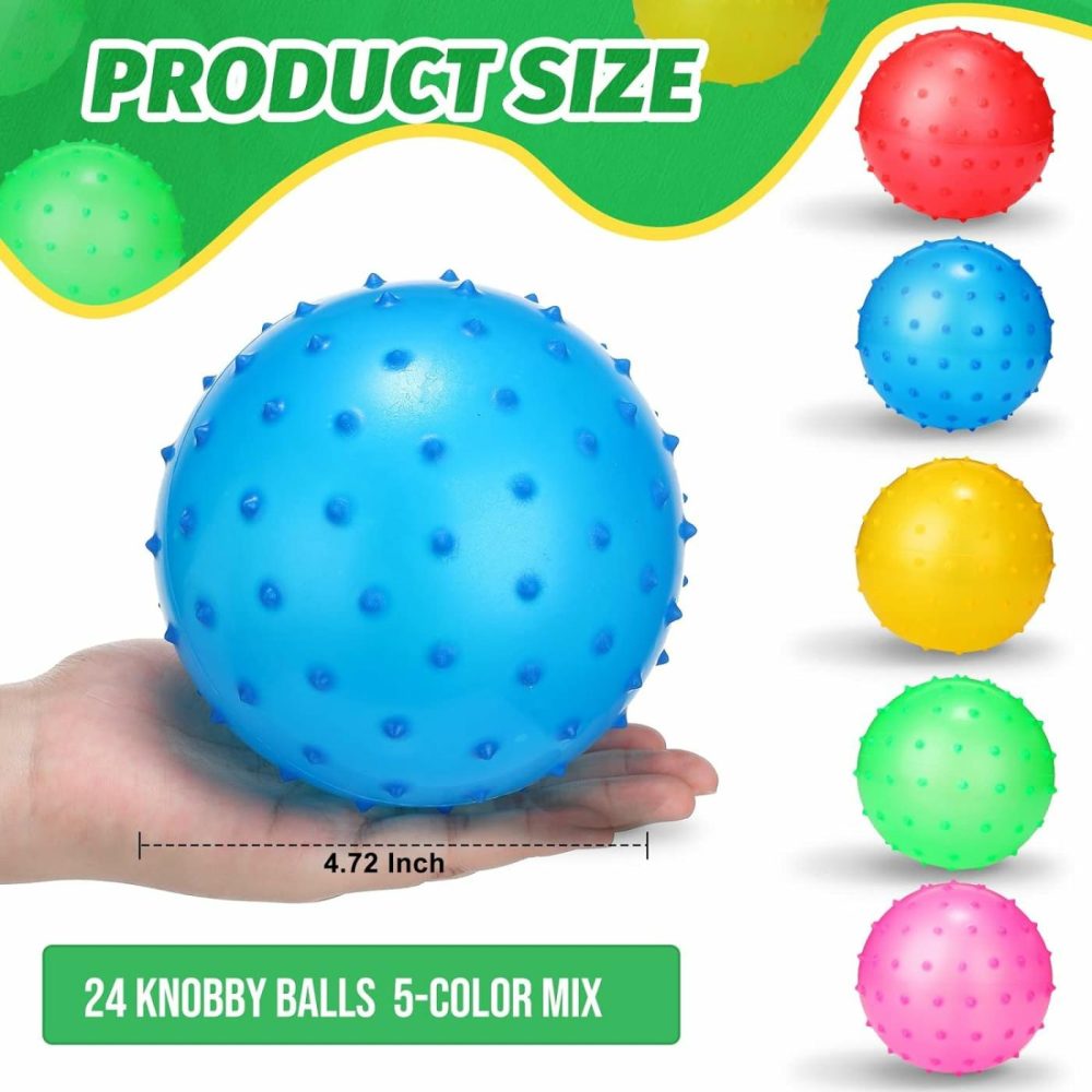 Knobby Balls Spiky Bounce Ball Toy Large Bouncy Balls Bulk Inflatable Sensory Balls Soft Massage Stress Plastic Balls For School Party Play Outdoor Indoor  |  Balls All Toys Balls