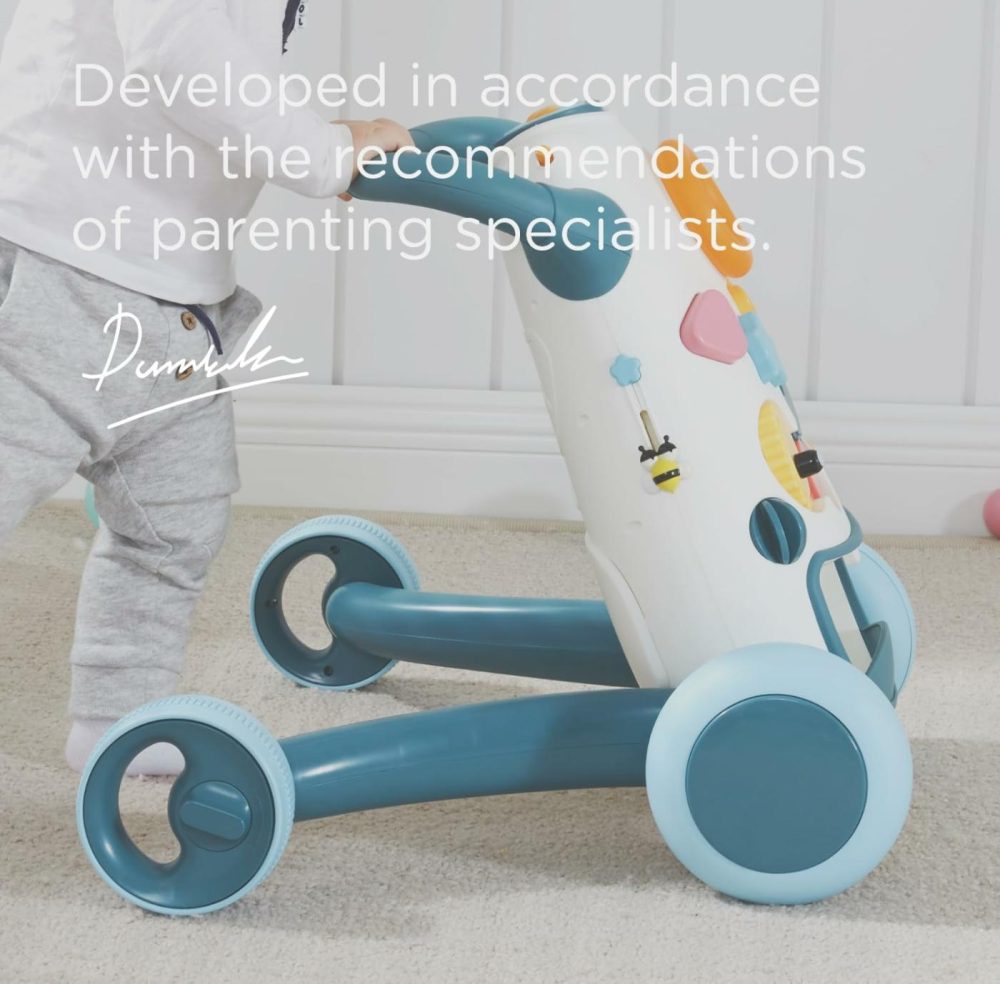 Kub Baby & Toddler Walker Push Toy  Interactive Sound & Light Effect Musical Montessori Activity Center  Adjustable Speed Wheel  Safe & Stable  Fun Gift For Boy And Girl Learning To Stand & Walk  |  Push & Pull Toys All Toys Aquamarine